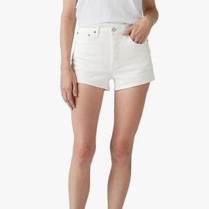 Levi’s High Rise White Denim Stretch Shorts